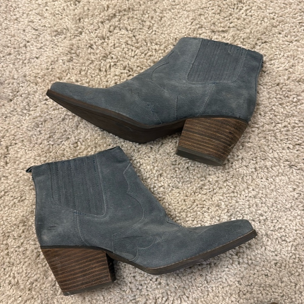 Sam Edelman booties. Blue. Gently worn. A few scuffs but nothing big.